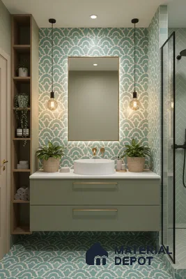 Moroccan Wall & Floor Tile TL 05086 Bauhaus Sapphire Mist 1 ft x 1 ft Ceramic Matte Finish - 9 mm | Suitable for Bathroom, Kitchen, Basin Area | Please Expect a Slight Variation of Pattern