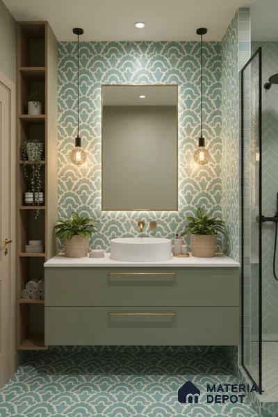 Moroccan Wall & Floor Tile TL 05086 Bauhaus Sapphire Mist 1 ft x 1 ft Ceramic Matte Finish - 9 mm | Suitable for Bathroom, Kitchen, Basin Area | Please Expect a Slight Variation of Pattern
