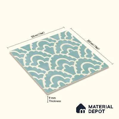 Moroccan Wall & Floor Tile TL 05086 Bauhaus Sapphire Mist 1 ft x 1 ft Ceramic Matte Finish - 9 mm | Suitable for Bathroom, Kitchen, Basin Area | Please Expect a Slight Variation of Pattern