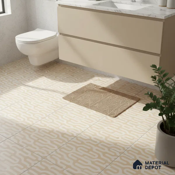 Moroccan Floor & Wall Tile TL 05087 B Bauhaus Ivory Sunset 1 ft x 1 ft Ceramic Matte Finish - 9 mm | Suitable for Bathroom, Kitchen,  Balcony | Please Expect a Slight Variation of Pattern