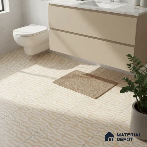 Moroccan Floor & Wall Tile TL 05087 B Bauhaus Ivory Sunset 1 ft x 1 ft Ceramic Matte Finish - 9 mm | Suitable for Bathroom, Kitchen, Basin Area | Please Expect a Slight Variation of Pattern