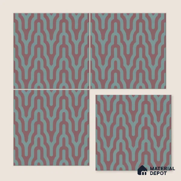 Moroccan Floor & Wall Tile TL 05087 Bauhaus Maroon Tide 1 ft x 1 ft Ceramic Matte Finish - 9 mm | Suitable for Bathroom, Kitchen, Basin Area | Please Expect a Slight Variation of Pattern