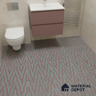 Moroccan Floor & Wall Tile TL 05087 Bauhaus Maroon Tide 1 ft x 1 ft Ceramic Matte Finish - 9 mm | Suitable for Bathroom, Kitchen,  Balcony | Please Expect a Slight Variation of Pattern (Sample)