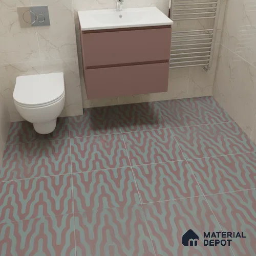 Moroccan Floor & Wall Tile TL 05087 Bauhaus Maroon Tide 1 ft x 1 ft Ceramic Matte Finish - 9 mm | Suitable for Bathroom, Kitchen, Basin Area | Please Expect a Slight Variation of Pattern
