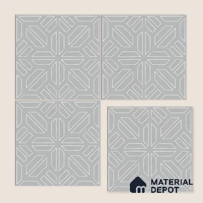 Moroccan Floor & Wall Tile TL 05089 B Bauhaus Dove Grey 1 ft x 1 ft Ceramic Matte Finish - 9 mm | Suitable for Bathroom, Kitchen, Balcony | Please Expect a Slight Variation of Pattern