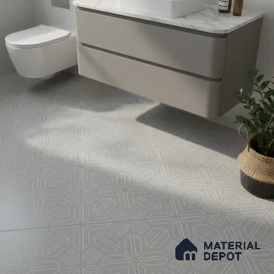 Moroccan Floor & Wall Tile TL 05089 B Bauhaus Dove Grey 1 ft x 1 ft Ceramic Matte Finish - 9 mm | Suitable for Bathroom, Kitchen, Balcony | Please Expect a Slight Variation of Pattern