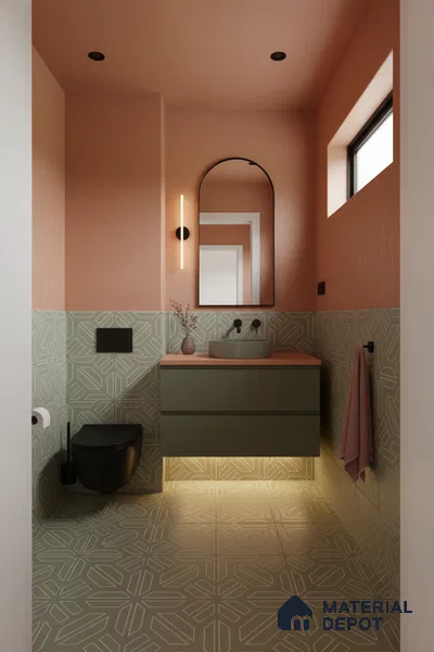 Moroccan Floor & Wall Tile TL 05089 D Morissa Mossy Jade 1 ft x 1 ft Ceramic Matte Finish - 9 mm | Suitable for Bathroom, Kitchen,  Balcony | Please Expect a Slight Variation of Pattern (Sample)