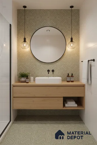 Moroccan Floor & Wall Tile TL 05089 D Morissa Mossy Jade 1 ft x 1 ft Ceramic Matte Finish - 9 mm | Suitable for Bathroom, Kitchen, Balcony | Please Expect a Slight Variation of Pattern