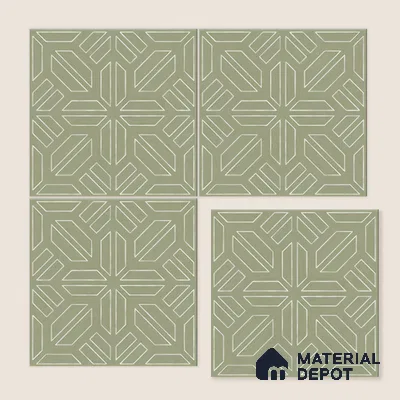 Moroccan Floor & Wall Tile TL 05089 D Morissa Mossy Jade 1 ft x 1 ft Ceramic Matte Finish - 9 mm | Suitable for Bathroom, Kitchen, Balcony | Please Expect a Slight Variation of Pattern