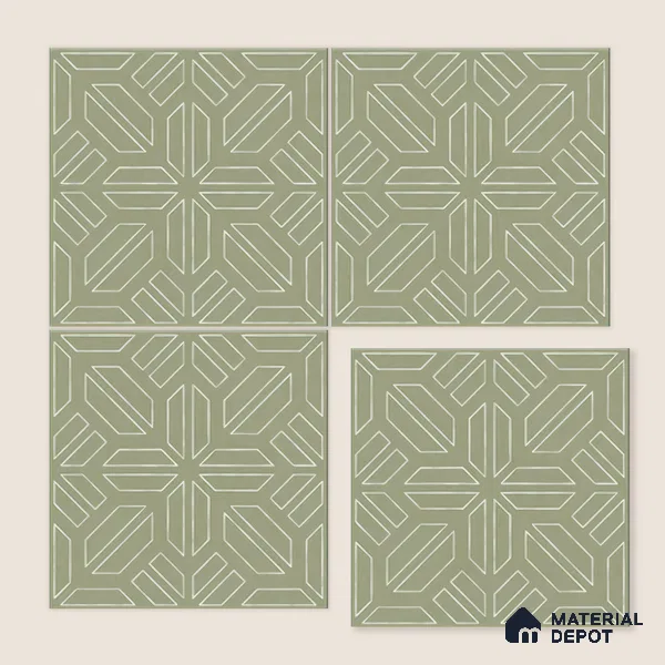 Moroccan Floor & Wall Tile TL 05089 D Morissa Mossy Jade 1 ft x 1 ft Ceramic Matte Finish - 9 mm | Suitable for Bathroom, Kitchen, Balcony | Please Expect a Slight Variation of Pattern