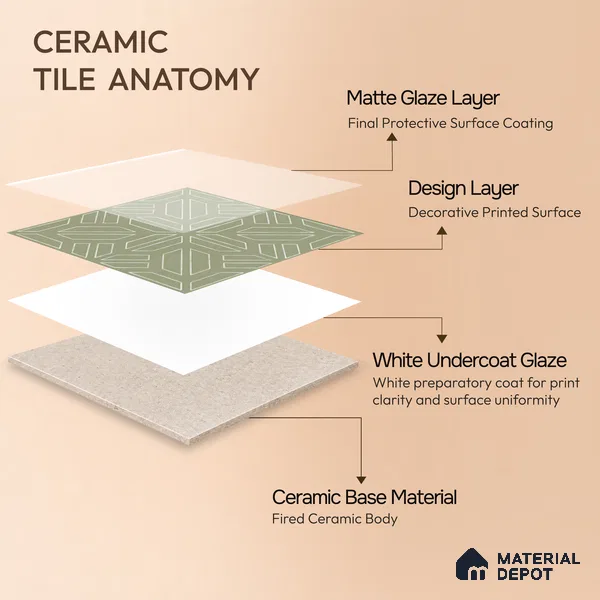Moroccan Floor & Wall Tile TL 05089 D Morissa Mossy Jade 1 ft x 1 ft Ceramic Matte Finish - 9 mm | Suitable for Bathroom, Kitchen, Balcony | Please Expect a Slight Variation of Pattern
