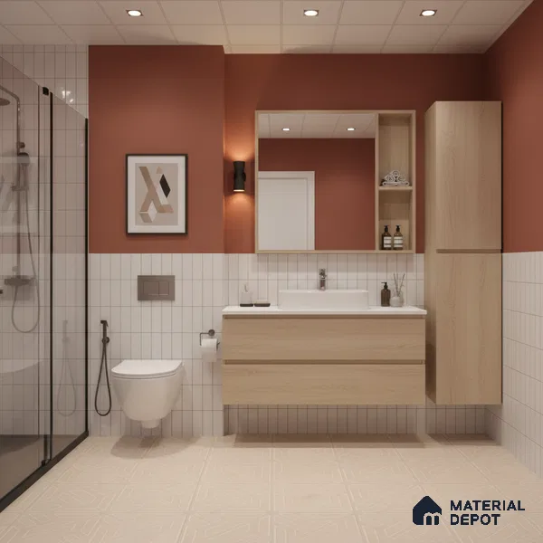 Moroccan Floor & Wall Tile TL 05089 Bauhaus Amber Glow 1 ft x 1 ft Ceramic Matte Finish - 9 mm | Suitable for Bathroom, Kitchen,  Balcony | Please Expect a Slight Variation of Pattern (Sample)