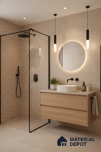 Moroccan Floor & Wall Tile TL 05089 Bauhaus Amber Glow 1 ft x 1 ft Ceramic Matte Finish - 9 mm | Suitable for Bathroom, Kitchen, Balcony | Please Expect a Slight Variation of Pattern