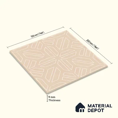 Moroccan Floor & Wall Tile TL 05089 Bauhaus Amber Glow 1 ft x 1 ft Ceramic Matte Finish - 9 mm | Suitable for Bathroom, Kitchen, Balcony | Please Expect a Slight Variation of Pattern