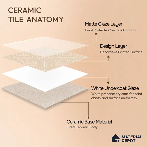 Moroccan Floor & Wall Tile TL 05089 Bauhaus Amber Glow 1 ft x 1 ft Ceramic Matte Finish - 9 mm | Suitable for Bathroom, Kitchen, Balcony | Please Expect a Slight Variation of Pattern