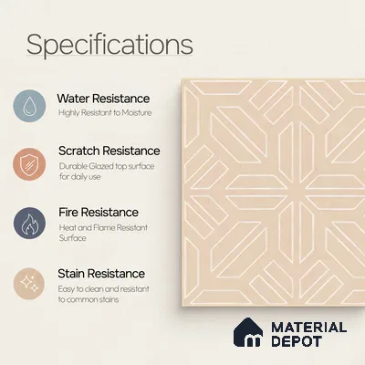 Moroccan Floor & Wall Tile TL 05089 Bauhaus Amber Glow 1 ft x 1 ft Ceramic Matte Finish - 9 mm | Suitable for Bathroom, Kitchen, Balcony | Please Expect a Slight Variation of Pattern