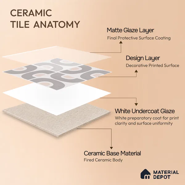 Moroccan Floor & Wall Tile TL 05090 Bauhaus Ivory Steel 1 ft x 1 ft Ceramic Matte Finish - 9 mm | Suitable for Bathroom, Kitchen, Balcony | Please Expect a Slight Variation of Pattern