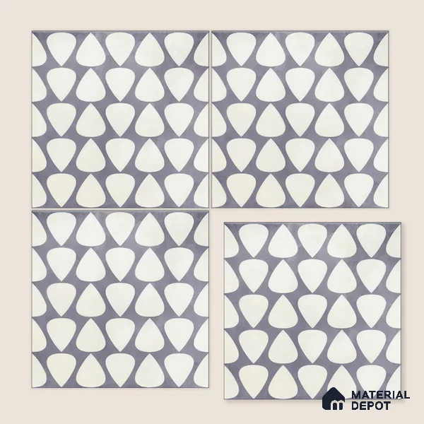 Moroccan Floor & Wall Tile TL 05091 B Bauhaus Smoke Cloud 1 ft x 1 ft Ceramic Matte Finish - 9 mm | Suitable for Bathroom, Kitchen, Balcony | Please Expect a Slight Variation of Pattern