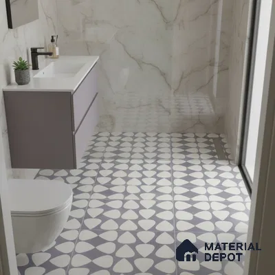 Moroccan Floor & Wall Tile TL 05091 B Bauhaus Smoke Cloud 1 ft x 1 ft Ceramic Matte Finish - 9 mm | Suitable for Bathroom, Kitchen,  Balcony | Please Expect a Slight Variation of Pattern (Sample)