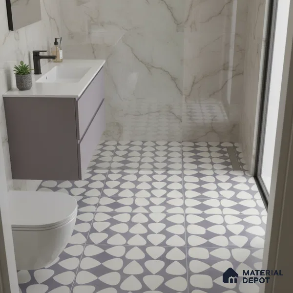 Moroccan Floor & Wall Tile TL 05091 B Bauhaus Smoke Cloud 1 ft x 1 ft Ceramic Matte Finish - 9 mm | Suitable for Bathroom, Kitchen,  Balcony | Please Expect a Slight Variation of Pattern (Sample)