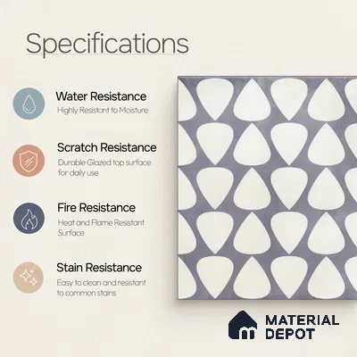 Moroccan Floor & Wall Tile TL 05091 B Bauhaus Smoke Cloud 1 ft x 1 ft Ceramic Matte Finish - 9 mm | Suitable for Bathroom, Kitchen, Balcony | Please Expect a Slight Variation of Pattern