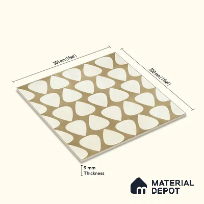 Moroccan Floor & Wall Tile TL 05091 Bauhaus Frosted Caramel 1 ft x 1 ft Ceramic Matte Finish - 9 mm | Suitable for Bathroom, Kitchen, Balcony | Please Expect a Slight Variation of Pattern