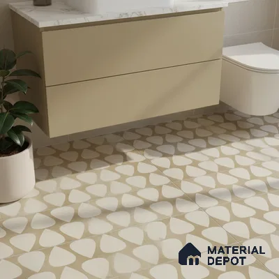 Moroccan Floor & Wall Tile TL 05091 Bauhaus Frosted Caramel 1 ft x 1 ft Ceramic Matte Finish - 9 mm | Suitable for Bathroom, Kitchen, Balcony | Please Expect a Slight Variation of Pattern