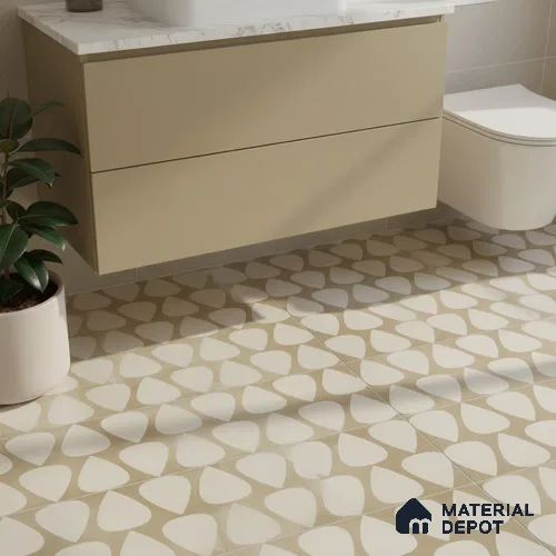 Moroccan Floor & Wall Tile TL 05091 Bauhaus Frosted Caramel 1 ft x 1 ft Ceramic Matte Finish - 9 mm | Suitable for Bathroom, Kitchen, Balcony | Please Expect a Slight Variation of Pattern