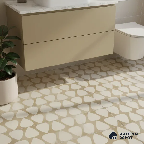 Moroccan Floor & Wall Tile TL 05091 Bauhaus Frosted Caramel 1 ft x 1 ft Ceramic Matte Finish - 9 mm | Suitable for Bathroom, Kitchen, Balcony | Please Expect a Slight Variation of Pattern