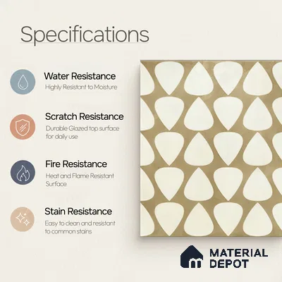 Moroccan Floor & Wall Tile TL 05091 Bauhaus Frosted Caramel 1 ft x 1 ft Ceramic Matte Finish - 9 mm | Suitable for Bathroom, Kitchen, Balcony | Please Expect a Slight Variation of Pattern