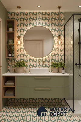 Moroccan Floor & Wall Tile TL 05092 Morissa Pale Olive 1 ft x 1 ft Ceramic Matte Finish - 9 mm | Suitable for Bathroom, Kitchen,  Balcony | Please Expect a Slight Variation of Pattern (Sample)