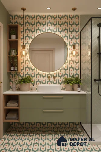 Moroccan Floor & Wall Tile TL 05092 Morissa Pale Olive 1 ft x 1 ft Ceramic Matte Finish - 9 mm | Suitable for Bathroom, Kitchen, Balcony | Please Expect a Slight Variation of Pattern