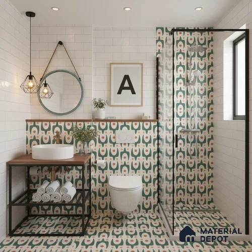 Moroccan Floor & Wall Tile TL 05092 Morissa Pale Olive 1 ft x 1 ft Ceramic Matte Finish - 9 mm | Suitable for Bathroom, Kitchen, Balcony | Please Expect a Slight Variation of Pattern