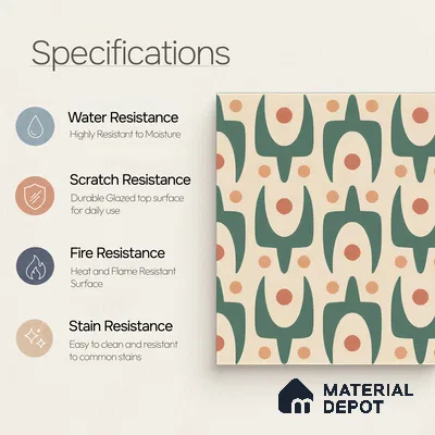 Moroccan Floor & Wall Tile TL 05092 Morissa Pale Olive 1 ft x 1 ft Ceramic Matte Finish - 9 mm | Suitable for Bathroom, Kitchen, Balcony | Please Expect a Slight Variation of Pattern