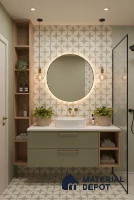 Moroccan Floor & Wall Tile TL 05093 B Bauhaus Mint Green 1 ft x 1 ft Ceramic Matte Finish - 9 mm | Suitable for Bathroom, Kitchen,  Balcony | Please Expect a Slight Variation of Pattern (Sample)