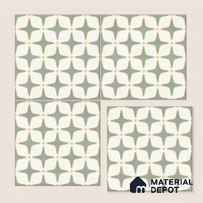 Moroccan Floor & Wall Tile TL 05093 B Bauhaus Mint Green 1 ft x 1 ft Ceramic Matte Finish - 9 mm | Suitable for Bathroom, Kitchen, Basin Area | Please Expect a Slight Variation of Pattern