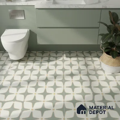 Moroccan Floor & Wall Tile TL 05093 B Bauhaus Mint Green 1 ft x 1 ft Ceramic Matte Finish - 9 mm | Suitable for Bathroom, Kitchen,  Balcony | Please Expect a Slight Variation of Pattern (Sample)