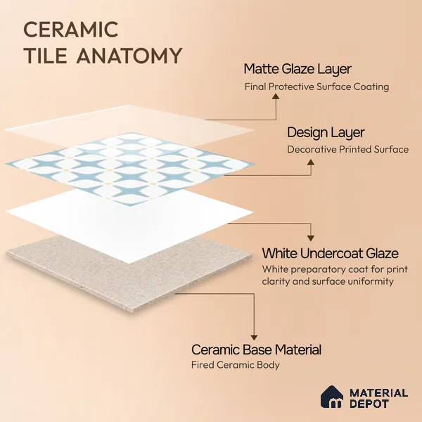 Moroccan Floor & Wall Tile TL 05093 Bauhaus Ice Blue 1 ft x 1 ft Ceramic Matte Finish - 9 mm | Suitable for Bathroom, Kitchen, Basin Area | Please Expect a Slight Variation of Pattern