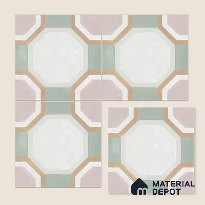 Moroccan Floor & Wall Tile TL 05095 Morissa Sage Green 1 ft x 1 ft Ceramic Matte Finish - 9 mm | Suitable for Bathroom, Kitchen, Balcony | Please Expect a Slight Variation of Pattern