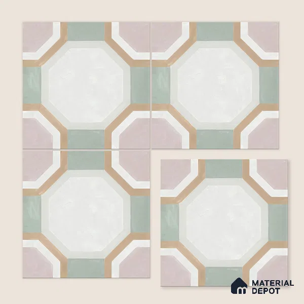 Moroccan Floor & Wall Tile TL 05095 Morissa Sage Green 1 ft x 1 ft Ceramic Matte Finish - 9 mm | Suitable for Bathroom, Kitchen, Balcony | Please Expect a Slight Variation of Pattern