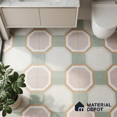 Moroccan Floor & Wall Tile TL 05095 Morissa Sage Green 1 ft x 1 ft Ceramic Matte Finish - 9 mm | Suitable for Bathroom, Kitchen,  Balcony | Please Expect a Slight Variation of Pattern