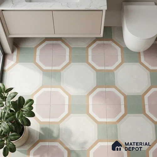Moroccan Floor & Wall Tile TL 05095 Morissa Sage Green 1 ft x 1 ft Ceramic Matte Finish - 9 mm | Suitable for Bathroom, Kitchen, Balcony | Please Expect a Slight Variation of Pattern