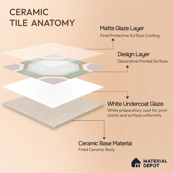 Moroccan Floor & Wall Tile TL 05095 Morissa Sage Green 1 ft x 1 ft Ceramic Matte Finish - 9 mm | Suitable for Bathroom, Kitchen, Balcony | Please Expect a Slight Variation of Pattern