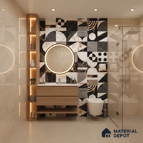 Marble Wall & Floor Tile TL 05111 B Kasavari Italino Raven Decor 4 ft x 2 ft Vitrified Endless High Gloss Finish - 9 mm (Random 2) | Suitable for Living Room, Bedroom, Bathroom, Kitchen Wall & Backsplashes