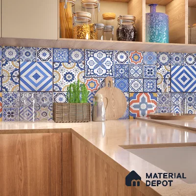 Moroccan Wall & Floor Tile TL 05111 F Kasavari Sapphire Wave 4 ft x 2 ft Vitrified Endless High Gloss Finish - 9 mm (Random 4) | Suitable for Living Room, Bedroom, Bathroom, Kitchen Wall & Backsplashes
