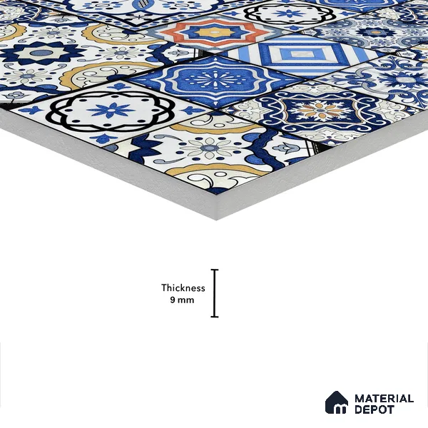 Moroccan Wall & Floor Tile TL 05111 F Kasavari Sapphire Wave 4 ft x 2 ft Vitrified Endless High Gloss Finish - 9 mm (Random 4) | Suitable for Living Room, Bedroom, Bathroom, Kitchen Wall & Backsplashes
