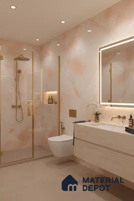 Marble Wall & Floor Tile TL 05112 B Marblis Blush Onyx 4 ft x 2 ft Vitrified Endless Glossy Finish - 9 mm (Random 4) | Suitable for Living Room, Bedroom & Bathroom