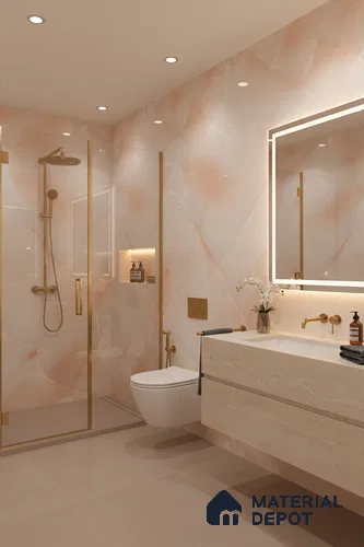 Marble Wall & Floor Tile TL 05112 B Marblis Blush Onyx 4 ft x 2 ft Vitrified Endless Glossy Finish - 9 mm (Random 4) | Suitable for Living Room, Bedroom & Bathroom