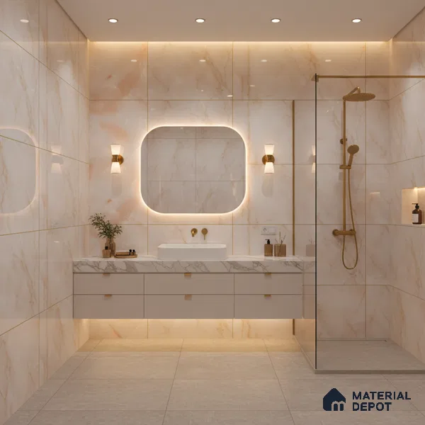 Marble Wall & Floor Tile TL 05112 B Marblis Blush Onyx 4 ft x 2 ft Vitrified Endless Glossy Finish - 9 mm (Random 4) | Suitable for Living Room, Bedroom & Bathroom