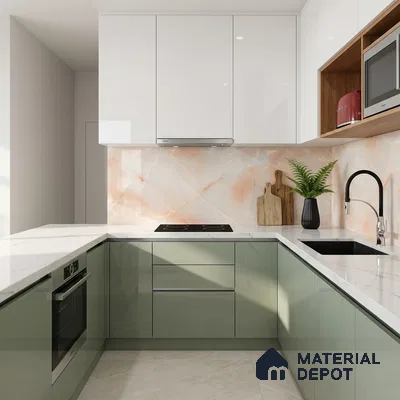 Marble Wall & Floor Tile TL 05112 B Marblis Blush Onyx 4 ft x 2 ft Vitrified Endless Glossy Finish - 9 mm (Random 4) | Suitable for Living Room, Bedroom & Bathroom